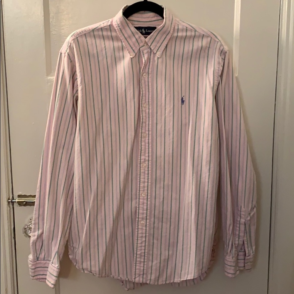 Ralph Lauren Pink/Green Stripe Oxford Shirt